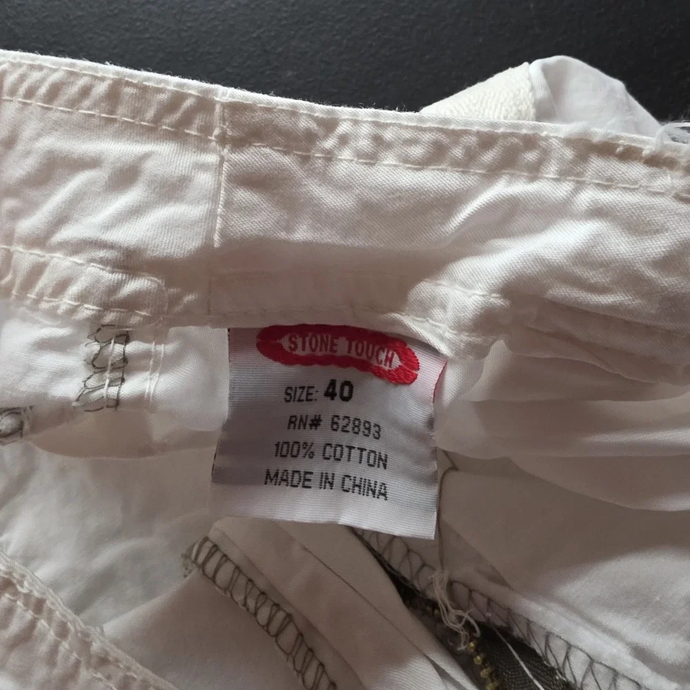 Vintage Stone Touch Cargo Shorts Skater Baggy Combat White Grunge Long 40 NWT
